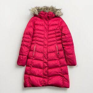 Lole Parka Winter Quilted Coat Hooded Fur Trim Women’s Size XS Cherry Red / Pink